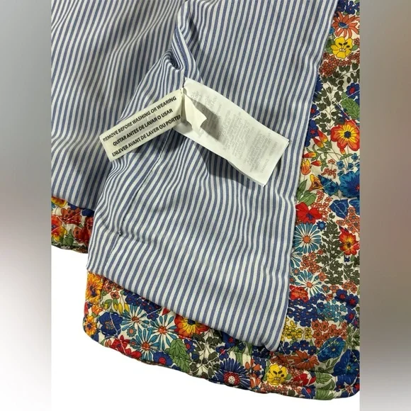 J.Crew Liberty London Floral Quilted Jacket Blue Stripe Lining 00 - Picture 10 of 14